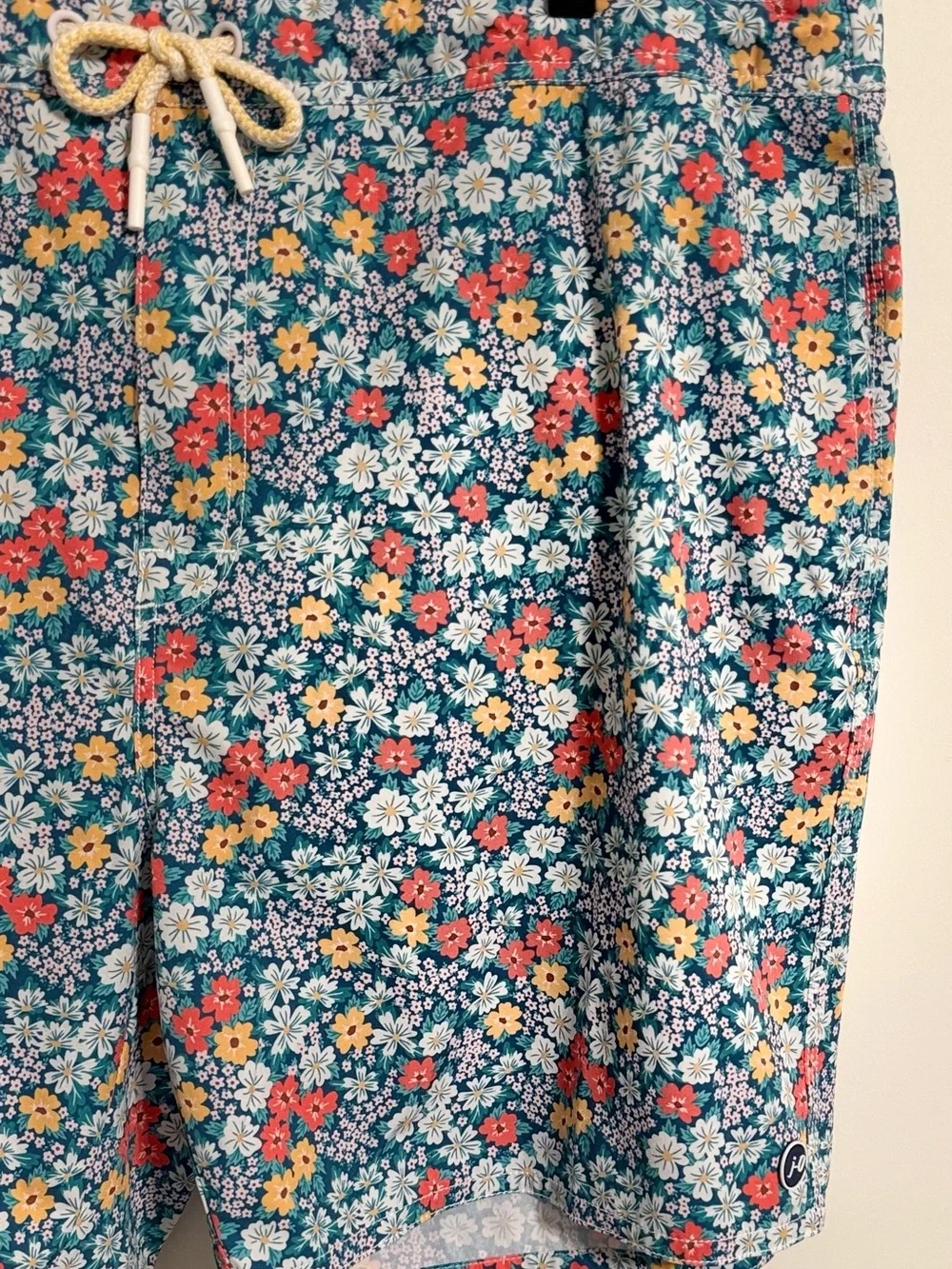 Johnnie-O Mens Swim Trunks XXL Blue Floral Print Board Shorts Mesh Lined Beach